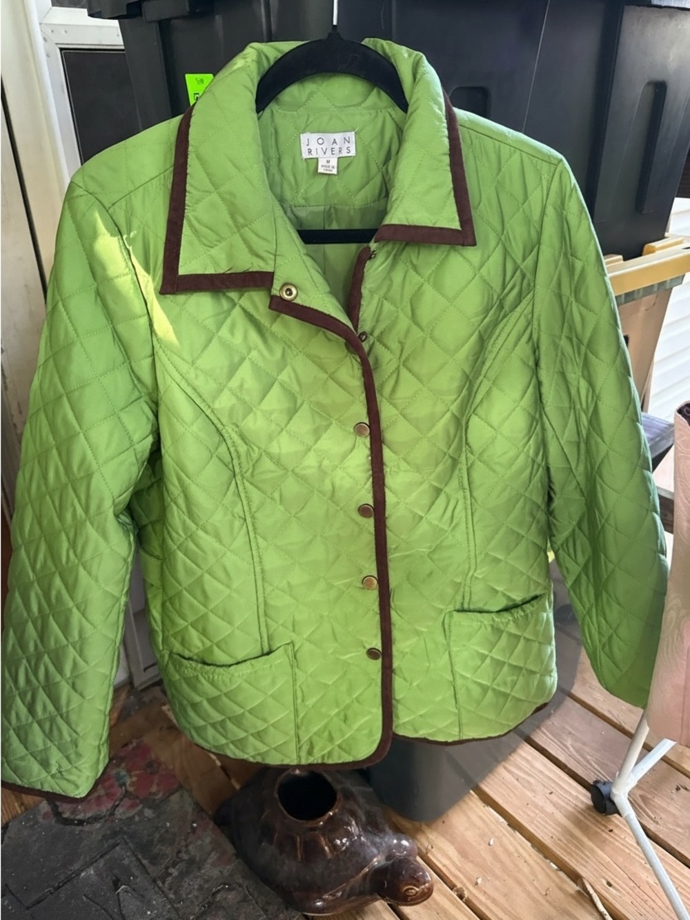 Joan Rivers Women’s Bright Lime Quilted Jacket 21” bust, 27” length